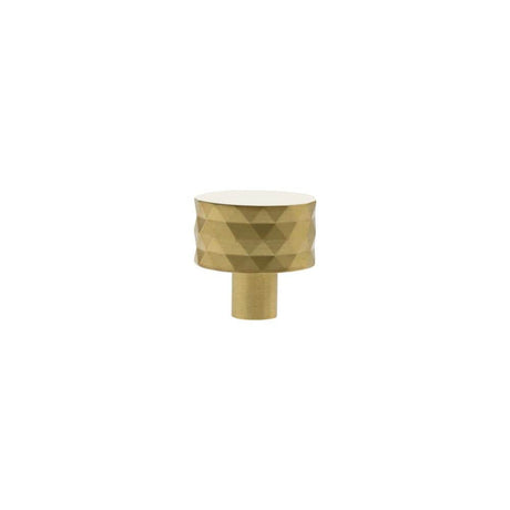 Millhouse Brass Cabinet Hardware Satin Brass / Cabinet Knobs Millhouse Brass Chrysler Diamond Round Cabinet Knob Handle - Satin Brass