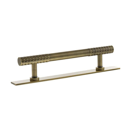 Millhouse Brass Cabinet Hardware Antique Brass / Cabinet Pull Handles Millhouse Brass Chrysler Diamond T-Bar Cabinet Pull Handle on Backplate 128mm - Antique Brass