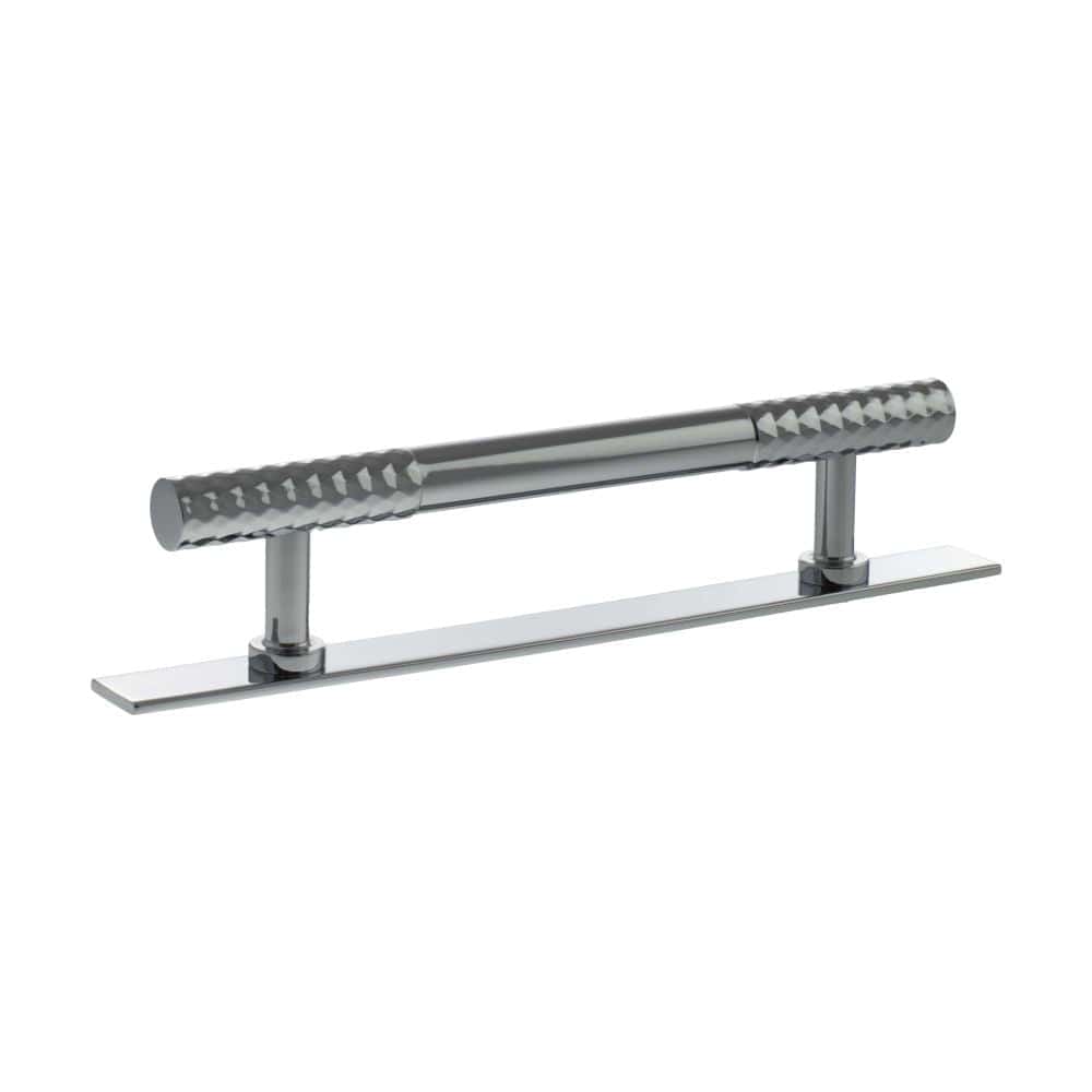 Millhouse Brass Cabinet Hardware Polished Chrome / Cabinet Pull Handles Millhouse Brass Chrysler Diamond T-Bar Cabinet Pull Handle on Backplate 128mm - Polished Chrome