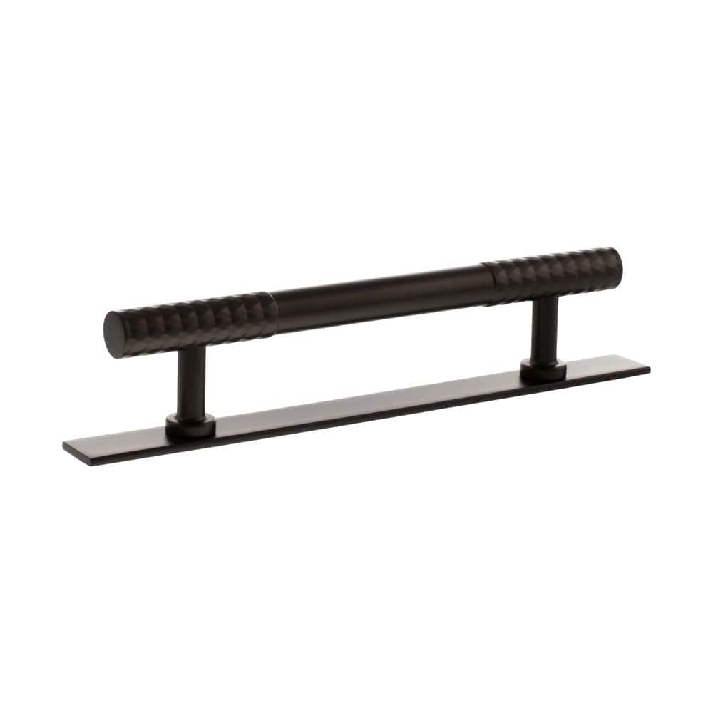 Millhouse Brass Cabinet Hardware Urban Dark Bronze / Cabinet Pull Handles Millhouse Brass Chrysler Diamond T-Bar Cabinet Pull Handle on Backplate 128mm - Urban Dark Bronze