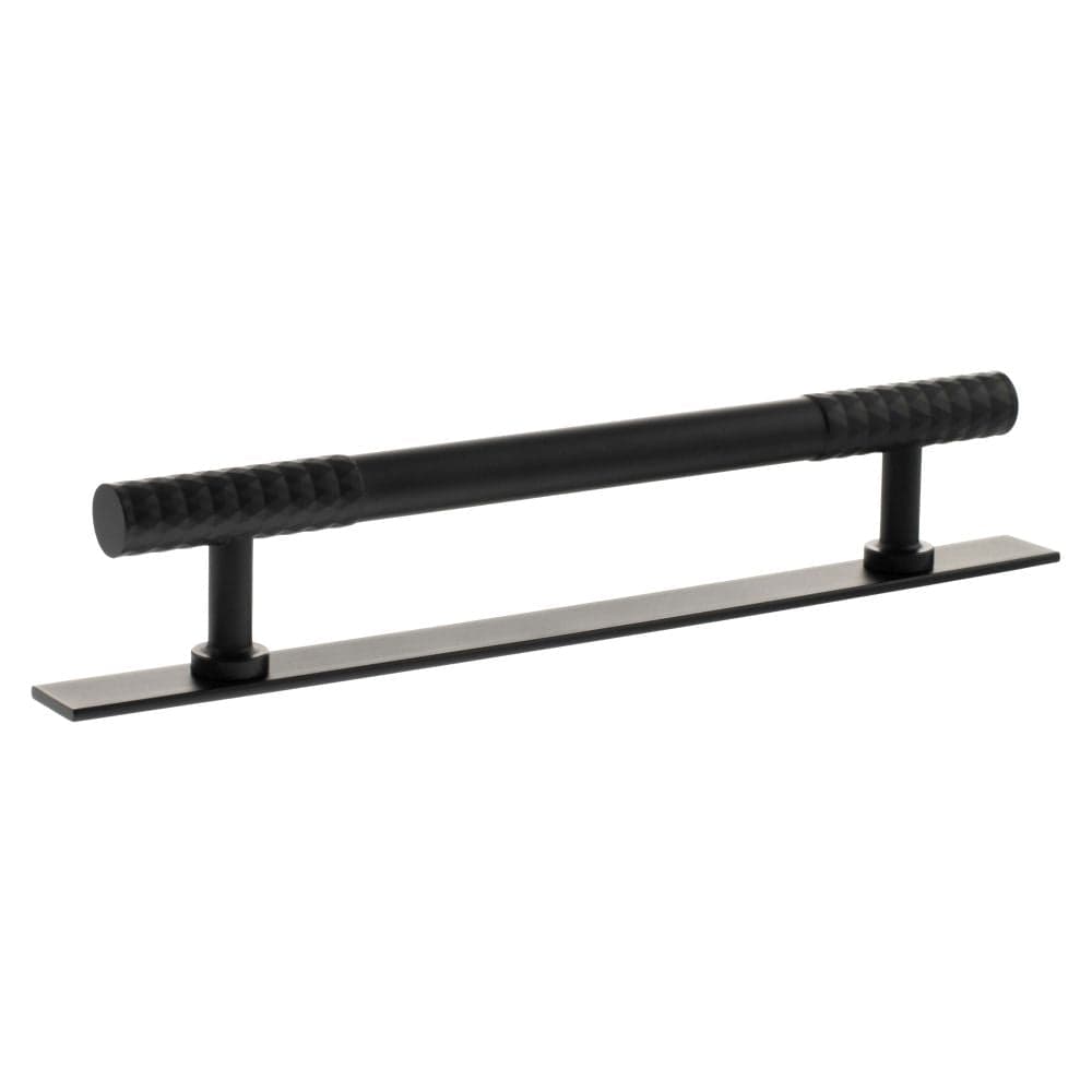 Millhouse Brass Cabinet Hardware Matt Black / Cabinet Pull Handles Millhouse Brass Chrysler Diamond T-Bar Cabinet Pull Handle on Backplate 160mm - Matt Black