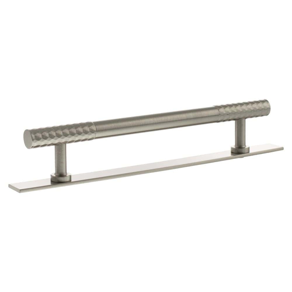Millhouse Brass Cabinet Hardware Satin Nickel / Cabinet Pull Handles Millhouse Brass Chrysler Diamond T-Bar Cabinet Pull Handle on Backplate 160mm - Satin Nickel
