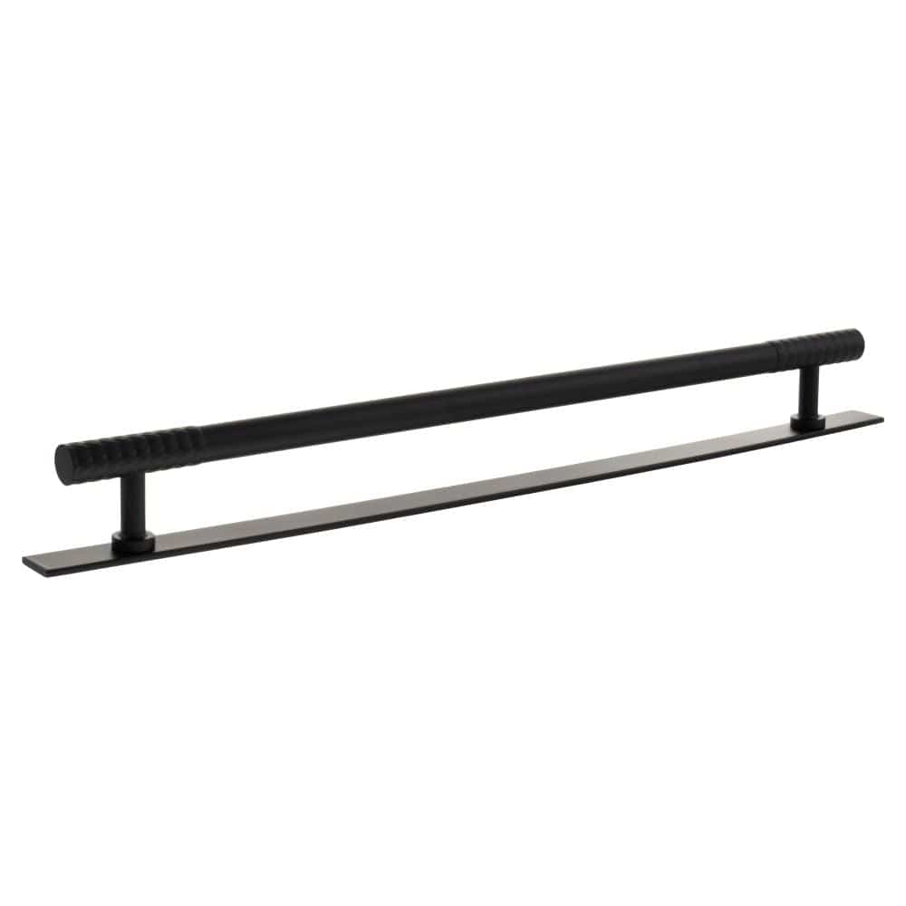 Millhouse Brass Cabinet Hardware Matt Black / Cabinet Pull Handles Millhouse Brass Chrysler Diamond T-Bar Cabinet Pull Handle on Backplate 320mm - Matt Black