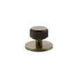 Quality image of Millhouse Brass Eiffel Knurled Round Cabinet Knob Handle on Backplate - Antique Brass | Sku. mhckb1532ab | available from Trade Door Handles.