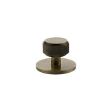 Millhouse Brass Cabinet Hardware Antique Brass / Cabinet Knobs Millhouse Brass Eiffel Knurled Round Cabinet Knob Handle on Backplate - Antique Brass