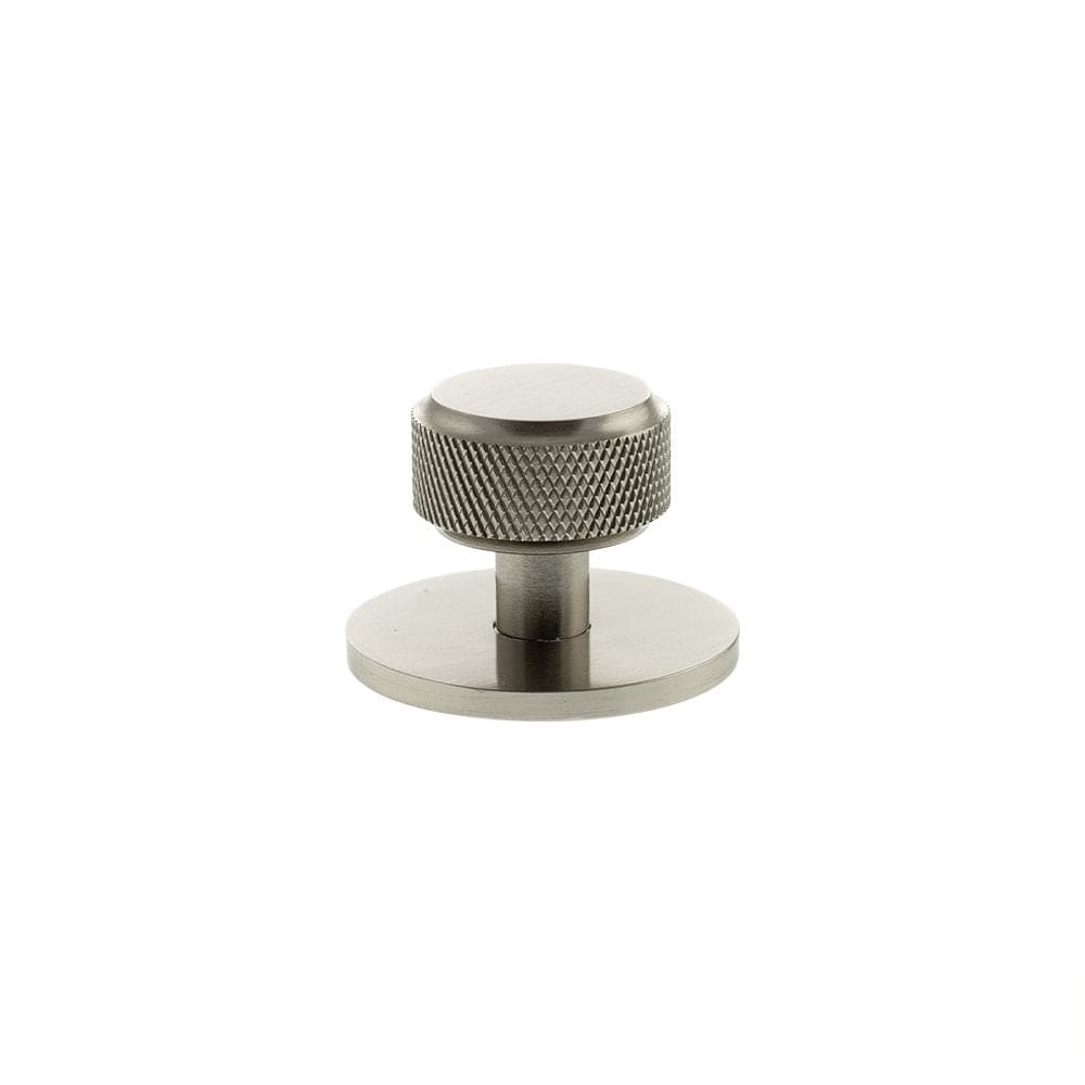 Millhouse Brass Cabinet Hardware Satin Nickel / Cabinet Knobs Millhouse Brass Eiffel Knurled Round Cabinet Knob Handle on Backplate - Satin Nickel