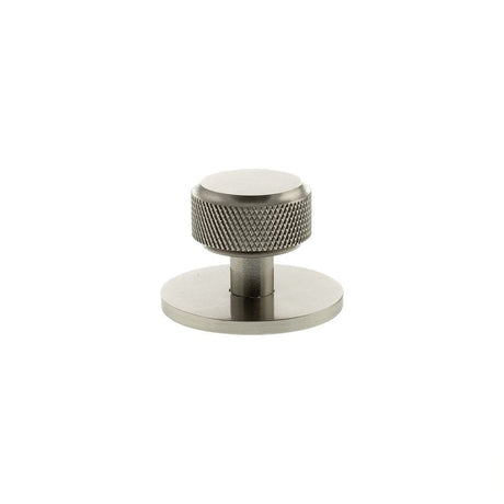 Millhouse Brass Cabinet Hardware Satin Nickel / Cabinet Knobs Millhouse Brass Eiffel Knurled Round Cabinet Knob Handle on Backplate - Satin Nickel