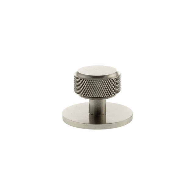 Millhouse Brass Cabinet Hardware Satin Nickel / Cabinet Knobs Millhouse Brass Eiffel Knurled Round Cabinet Knob Handle on Backplate - Satin Nickel