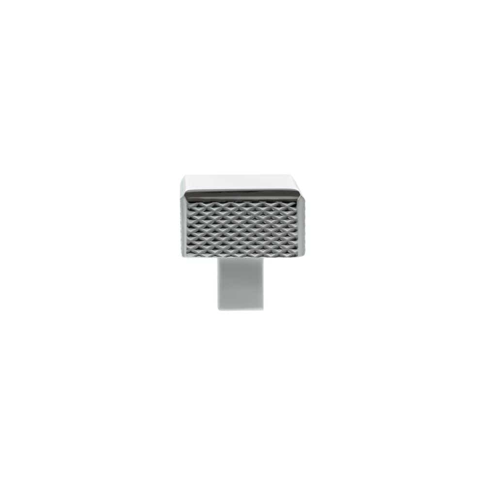 Millhouse Brass Cabinet Hardware Polished Chrome / Cabinet Knobs Millhouse Brass Eiffel Knurled Square Cabinet Knob Handle - Polished Chrome