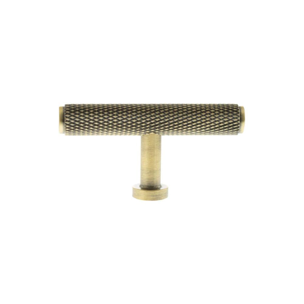 Millhouse Brass Cabinet Hardware Antique Brass / Cabinet Knobs Millhouse Brass Eiffel Knurled T-Bar Cabinet Knob Handle - Antique Brass