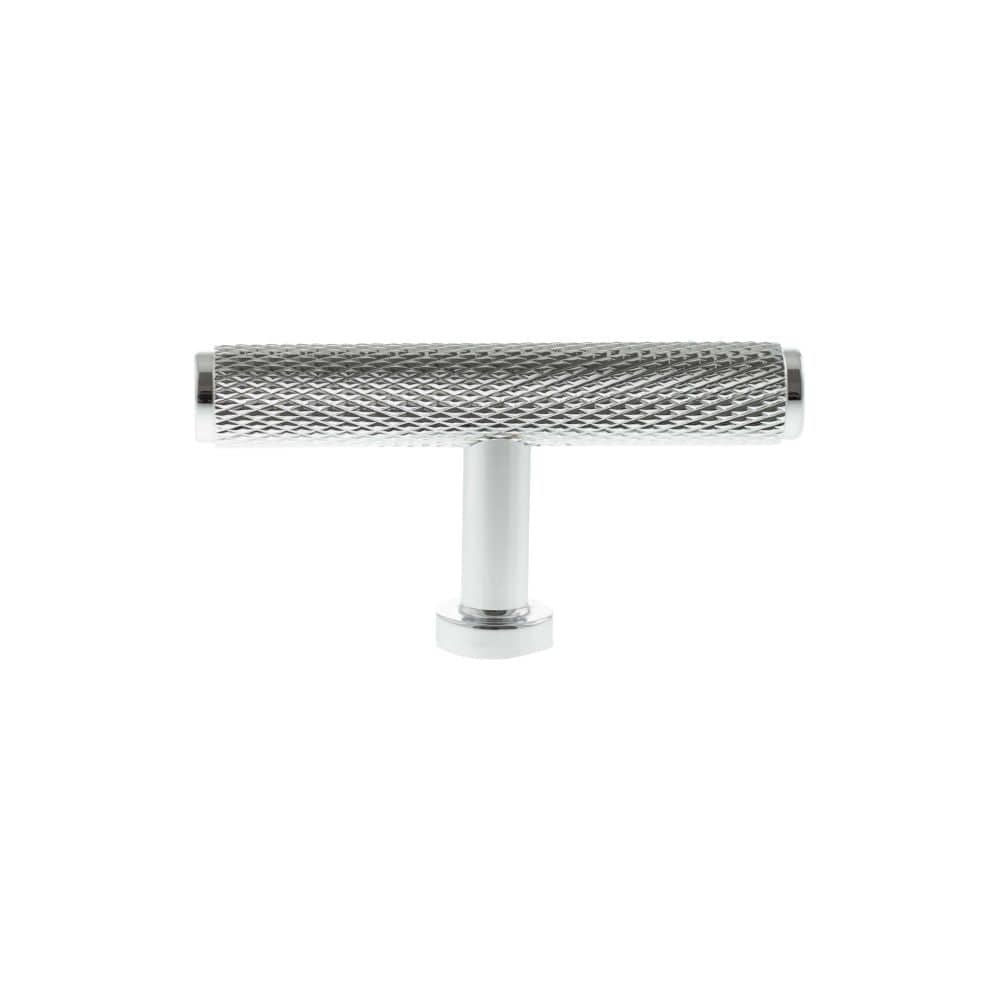 Millhouse Brass Cabinet Hardware Polished Chrome / Cabinet Knobs Millhouse Brass Eiffel Knurled T-Bar Cabinet Knob Handle - Polished Chrome