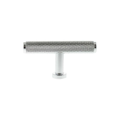 Millhouse Brass Cabinet Hardware Polished Chrome / Cabinet Knobs Millhouse Brass Eiffel Knurled T-Bar Cabinet Knob Handle - Polished Chrome
