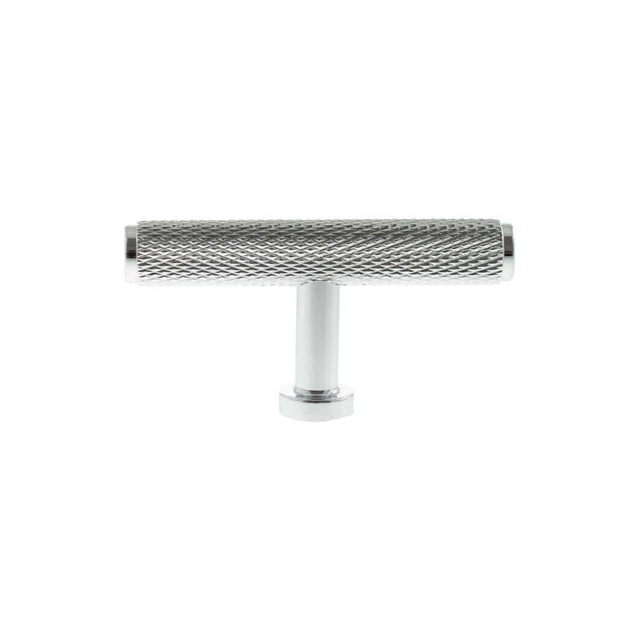 Millhouse Brass Cabinet Hardware Polished Chrome / Cabinet Knobs Millhouse Brass Eiffel Knurled T-Bar Cabinet Knob Handle - Polished Chrome
