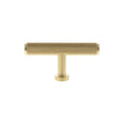 Quality image of Millhouse Brass Eiffel Knurled T-Bar Cabinet Knob Handle - Satin Brass | Sku. mhck1675sb | available from Trade Door Handles.