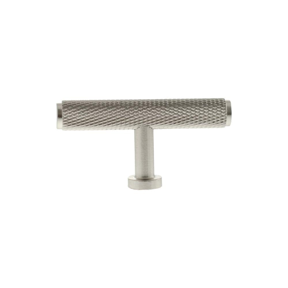 Millhouse Brass Cabinet Hardware Satin Nickel / Cabinet Knobs Millhouse Brass Eiffel Knurled T-Bar Cabinet Knob Handle - Satin Nickel
