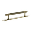 Quality image of Millhouse Brass Eiffel Knurled T-Bar Cabinet Pull Handle on Backplate 128mm - Antique Brass | Sku. mhckb17128ab | available from Trade Door Handles.