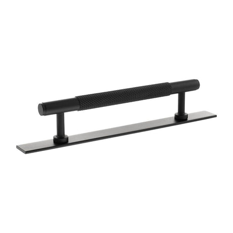 Millhouse Brass Cabinet Hardware Matt Black / Cabinet Pull Handles Millhouse Brass Eiffel Knurled T-Bar Cabinet Pull Handle on Backplate 128mm - Matt Black