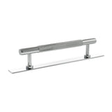 Millhouse Brass Cabinet Hardware Polished Chrome / Cabinet Pull Handles Millhouse Brass Eiffel Knurled T-Bar Cabinet Pull Handle on Backplate 128mm - Polished Chrome