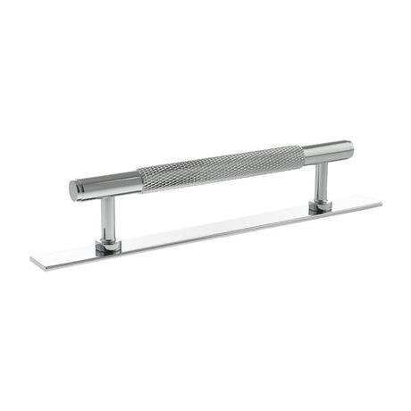 Millhouse Brass Cabinet Hardware Polished Chrome / Cabinet Pull Handles Millhouse Brass Eiffel Knurled T-Bar Cabinet Pull Handle on Backplate 128mm - Polished Chrome