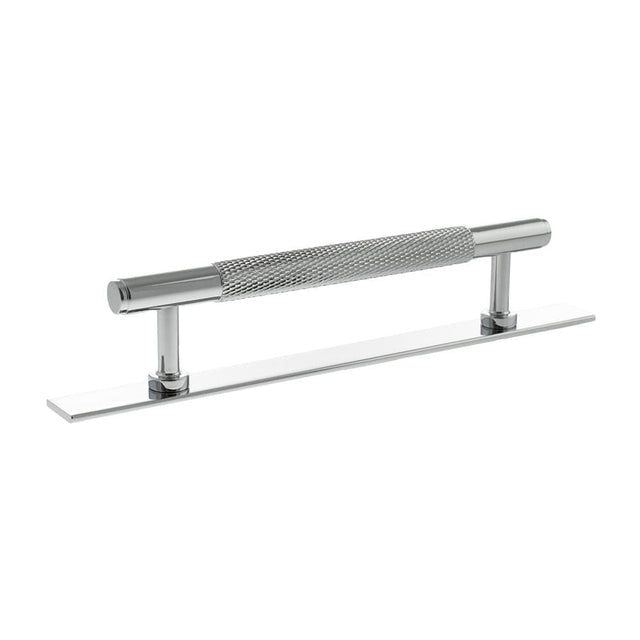 Millhouse Brass Cabinet Hardware Polished Chrome / Cabinet Pull Handles Millhouse Brass Eiffel Knurled T-Bar Cabinet Pull Handle on Backplate 128mm - Polished Chrome