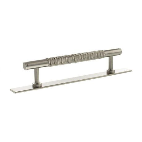 Millhouse Brass Cabinet Hardware Satin Nickel / Cabinet Pull Handles Millhouse Brass Eiffel Knurled T-Bar Cabinet Pull Handle on Backplate 128mm - Satin Nickel