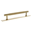 Quality image of Millhouse Brass Eiffel Knurled T-Bar Cabinet Pull Handle on Backplate 160mm - Satin Brass | Sku. mhckb17160sb | available from Trade Door Handles.