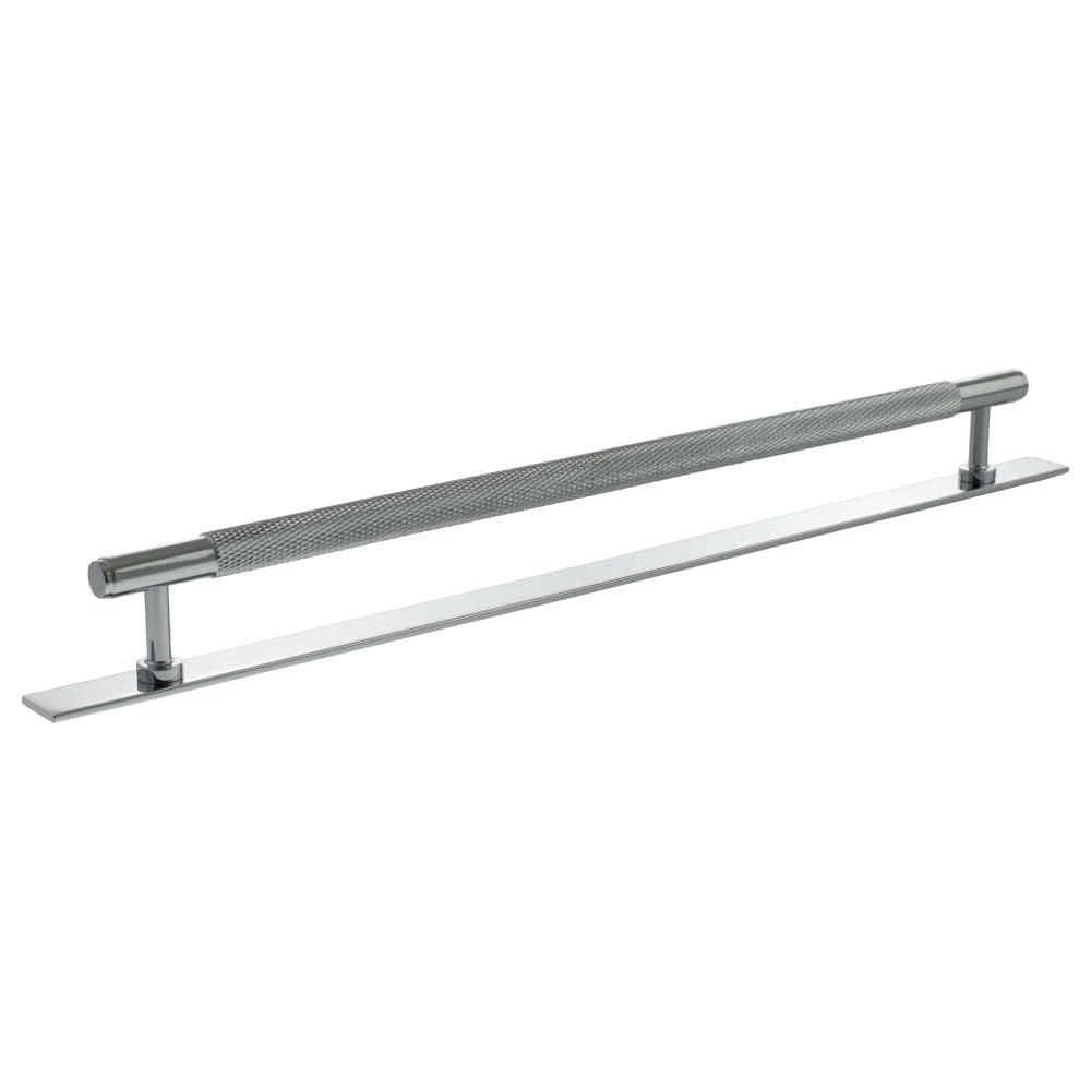 Millhouse Brass Cabinet Hardware Polished Chrome / Cabinet Pull Handles Millhouse Brass Eiffel Knurled T-Bar Cabinet Pull Handle on Backplate 320mm - Polished Chrome