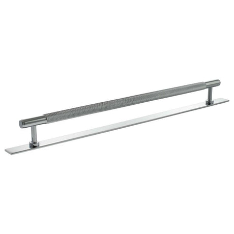 Millhouse Brass Cabinet Hardware Polished Chrome / Cabinet Pull Handles Millhouse Brass Eiffel Knurled T-Bar Cabinet Pull Handle on Backplate 320mm - Polished Chrome