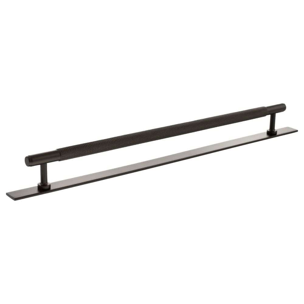 Millhouse Brass Cabinet Hardware Urban Dark Bronze / Cabinet Pull Handles Millhouse Brass Eiffel Knurled T-Bar Cabinet Pull Handle on Backplate 320mm - Urban Dark Bronze