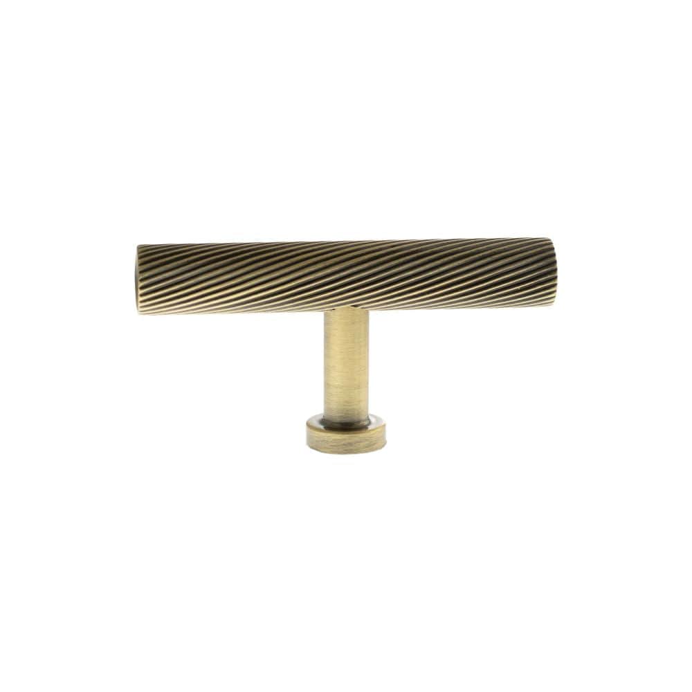 Millhouse Brass Cabinet Hardware Antique Brass / Cabinet Knobs Millhouse Brass Paddington Spiral T-Bar Cabinet Knob Handle - Antique Brass