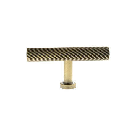 Millhouse Brass Cabinet Hardware Antique Brass / Cabinet Knobs Millhouse Brass Paddington Spiral T-Bar Cabinet Knob Handle - Antique Brass