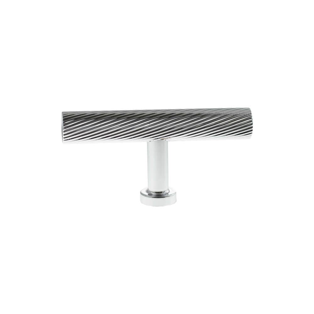 Millhouse Brass Cabinet Hardware Polished Chrome / Cabinet Knobs Millhouse Brass Paddington Spiral T-Bar Cabinet Knob Handle - Polished Chrome