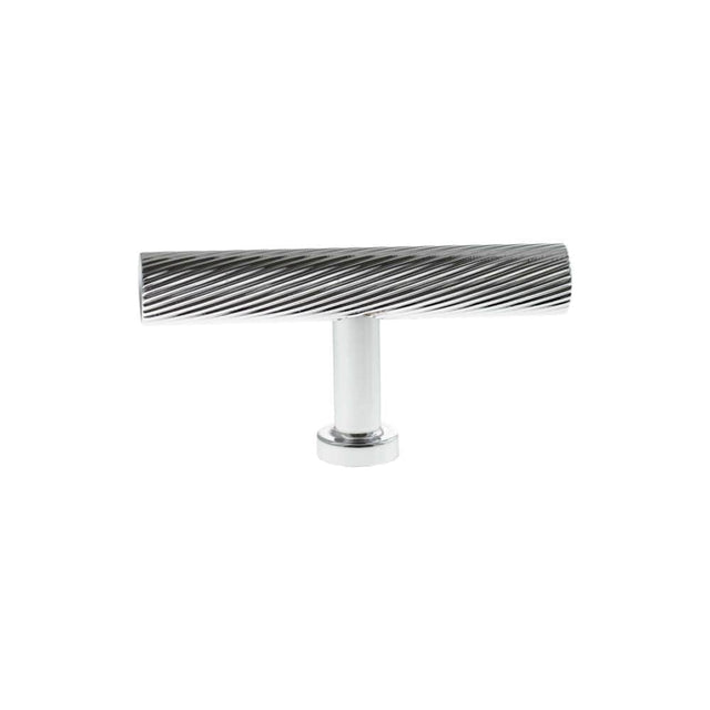 Millhouse Brass Cabinet Hardware Polished Chrome / Cabinet Knobs Millhouse Brass Paddington Spiral T-Bar Cabinet Knob Handle - Polished Chrome