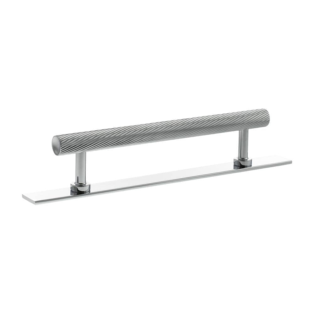 Millhouse Brass Cabinet Hardware Polished Chrome / Cabinet Pull Handles Millhouse Brass Paddington Spiral T-Bar Cabinet Pull Handle on Backplate 128mm - Polished Chrome