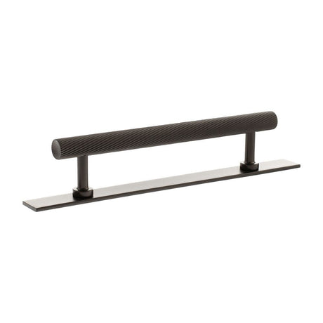 Millhouse Brass Cabinet Hardware Urban Dark Bronze / Cabinet Pull Handles Millhouse Brass Paddington Spiral T-Bar Cabinet Pull Handle on Backplate 128mm - Urban Dark Bronze