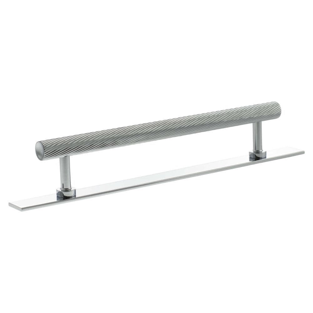 Millhouse Brass Cabinet Hardware Polished Chrome / Cabinet Pull Handles Millhouse Brass Paddington Spiral T-Bar Cabinet Pull Handle on Backplate 160mm - Polished Chrome