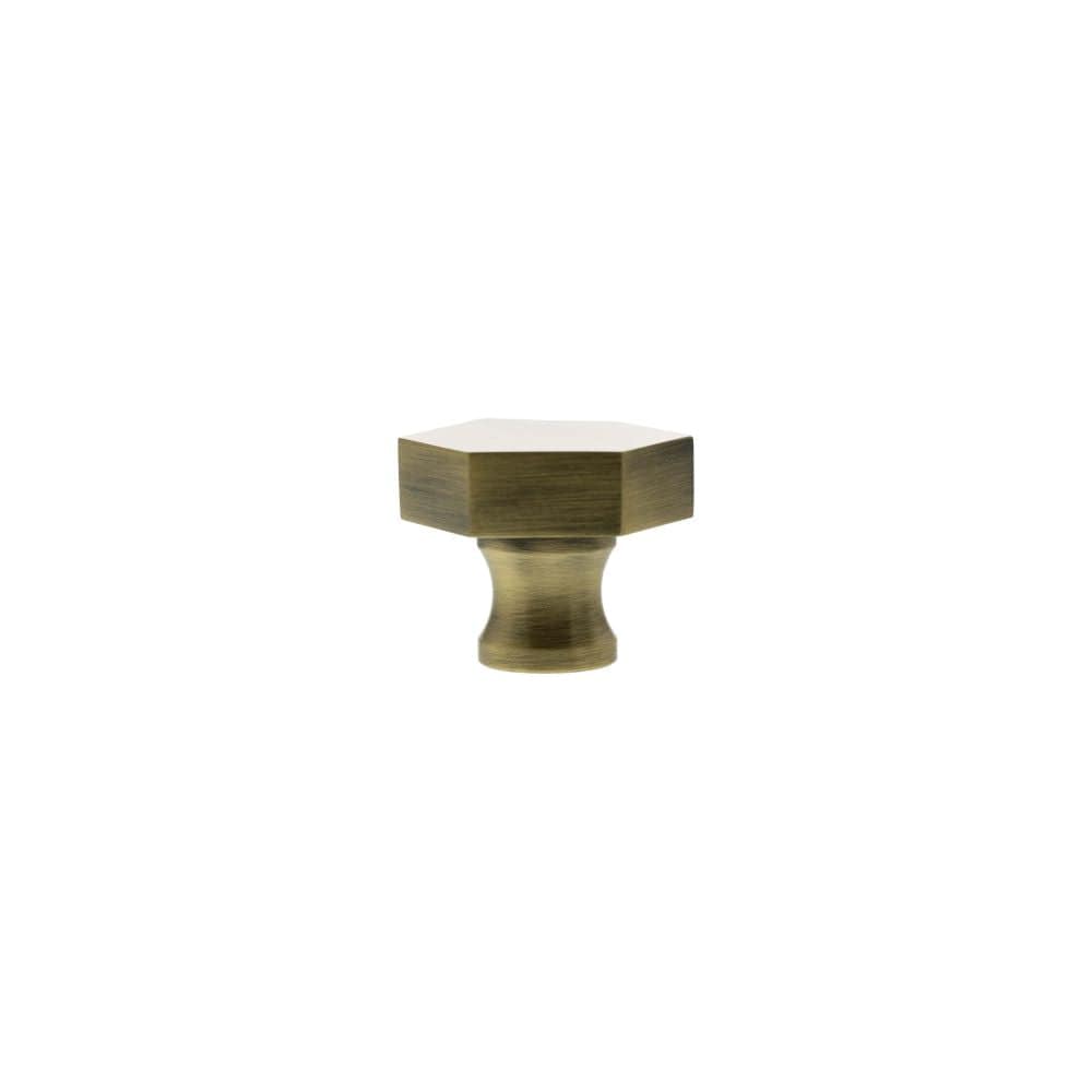 Millhouse Brass Cabinet Hardware Antique Brass / Cabinet Knobs Millhouse Brass Pennington Hexagonal Cabinet Knob Handle - Antique Brass