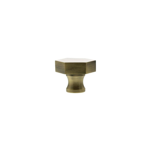 Millhouse Brass Cabinet Hardware Antique Brass / Cabinet Knobs Millhouse Brass Pennington Hexagonal Cabinet Knob Handle - Antique Brass