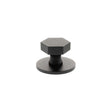 Quality image of Millhouse Brass Pennington Hexagonal Cabinet Knob Handle on Backplate - Matt Black | Sku. mhchb1532mb | available from Trade Door Handles.