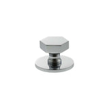 Millhouse Brass Cabinet Hardware Polished Chrome / Cabinet Knobs Millhouse Brass Pennington Hexagonal Cabinet Knob Handle on Backplate - Polished Chrome