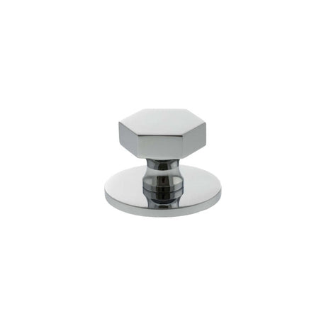 Millhouse Brass Cabinet Hardware Polished Chrome / Cabinet Knobs Millhouse Brass Pennington Hexagonal Cabinet Knob Handle on Backplate - Polished Chrome