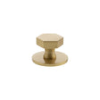 Quality image of Millhouse Brass Pennington Hexagonal Cabinet Knob Handle on Backplate - Satin Brass | Sku. mhchb1532sb | available from Trade Door Handles.