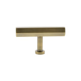 Millhouse Brass Cabinet Hardware Antique Brass / Cabinet Knobs Millhouse Brass Pennington Hexagonal T-Bar Cabinet Knob Handle - Antique Brass