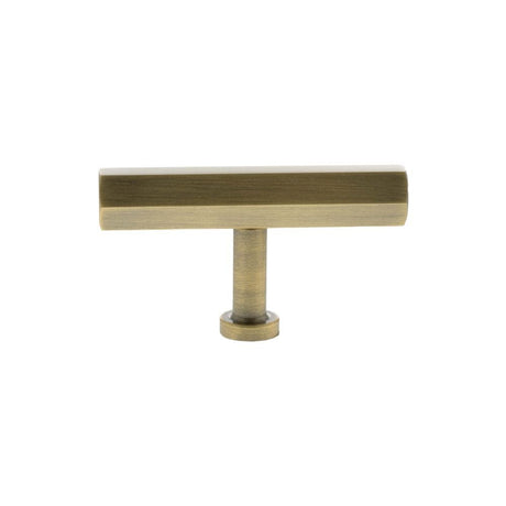 Millhouse Brass Cabinet Hardware Antique Brass / Cabinet Knobs Millhouse Brass Pennington Hexagonal T-Bar Cabinet Knob Handle - Antique Brass