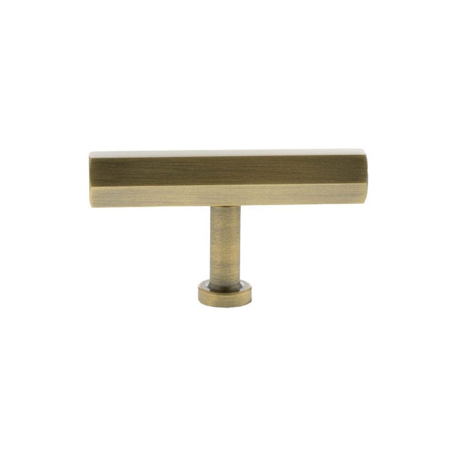 Millhouse Brass Cabinet Hardware Antique Brass / Cabinet Knobs Millhouse Brass Pennington Hexagonal T-Bar Cabinet Knob Handle - Antique Brass