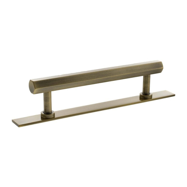 Millhouse Brass Cabinet Hardware Antique Brass / Cabinet Pull Handles Millhouse Brass Pennington Hexagonal T-Bar Cabinet Pull Handle on Backplate 128mm - Antique Brass