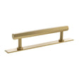 Quality image of Millhouse Brass Pennington Hexagonal T-Bar Cabinet Pull Handle on Backplate 128mm - Satin Brass | Sku. mhchb17128sb | available from Trade Door Handles.