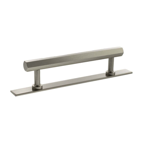 Millhouse Brass Cabinet Hardware Satin Nickel / Cabinet Pull Handles Millhouse Brass Pennington Hexagonal T-Bar Cabinet Pull Handle on Backplate 128mm - Satin Nickel