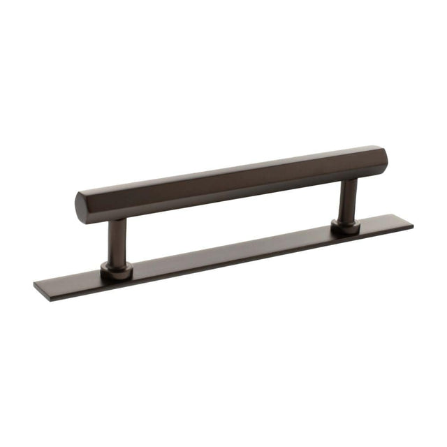 Millhouse Brass Cabinet Hardware Urban Dark Bronze / Cabinet Pull Handles Millhouse Brass Pennington Hexagonal T-Bar Cabinet Pull Handle on Backplate 128mm - Urban Dark Bronze