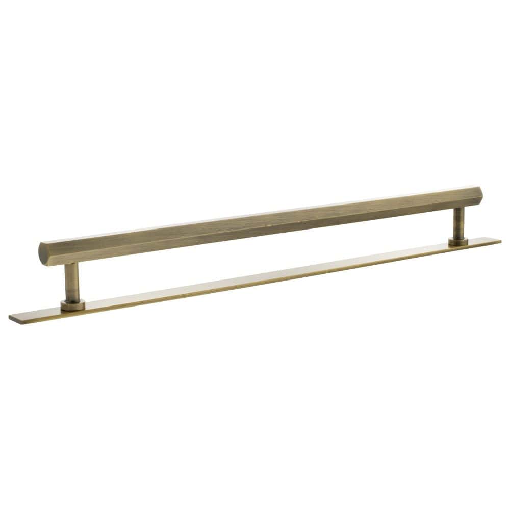 Millhouse Brass Cabinet Hardware Antique Brass / Cabinet Pull Handles Millhouse Brass Pennington Hexagonal T-Bar Cabinet Pull Handle on Backplate 320mm - Antique Brass